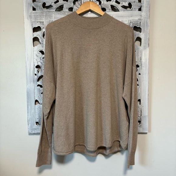 Madewell Ashbury Mock Neck Lightweight Tan Wool Alpaca Blend Sweater NWT - Picture 5 of 10